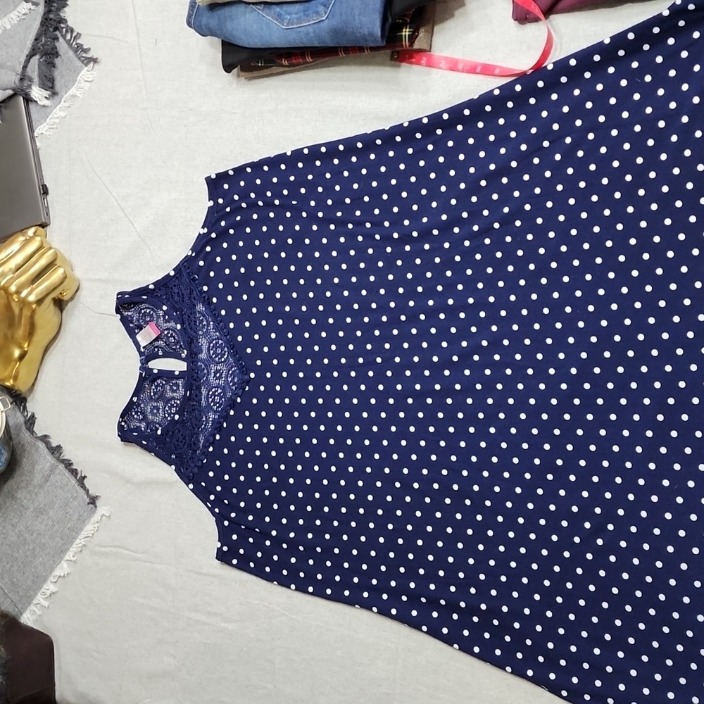 No Boundaries Navy and White Polka-dot Dress 3XL